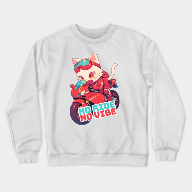 Cool cat riding motorbike Crewneck Sweatshirt by AestheticsArt81